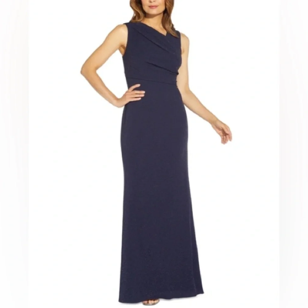 Adrianna Papell Asymmetrical-Neck Gown - 14 - Picture 1 of 5